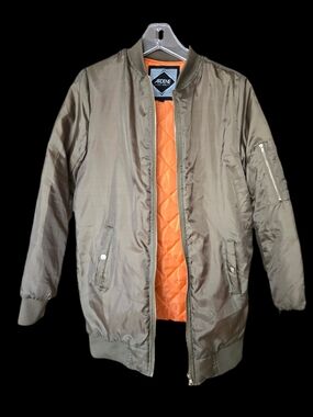 Ardene MA-1 Bomber Jacket – Olive Green / Orange Lining – Size S